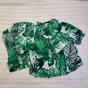 Jane & Delancey Shirt & Crop Pants Tropical Palm Leaves Outfit Resort Set Size M